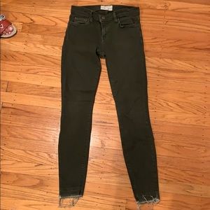 Current/Elliott army green jeans with frayed hem